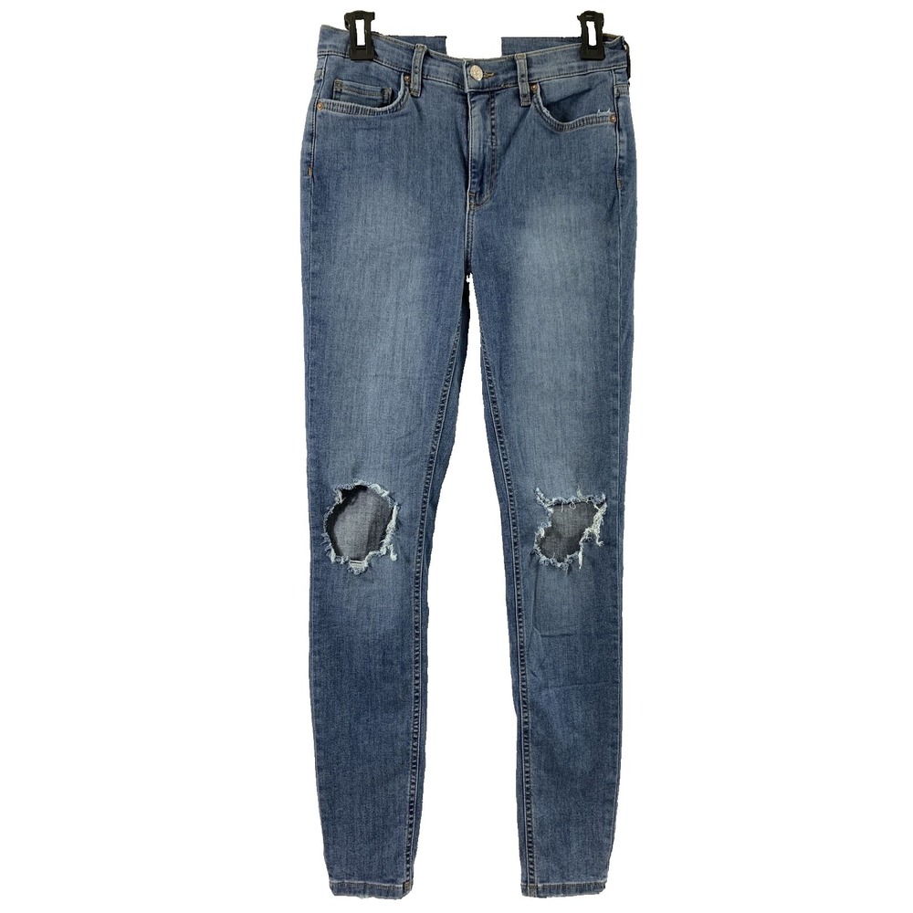 Free People Jeans Womens Size 28 Destroyed Distress Skinny Medium Wash Denim